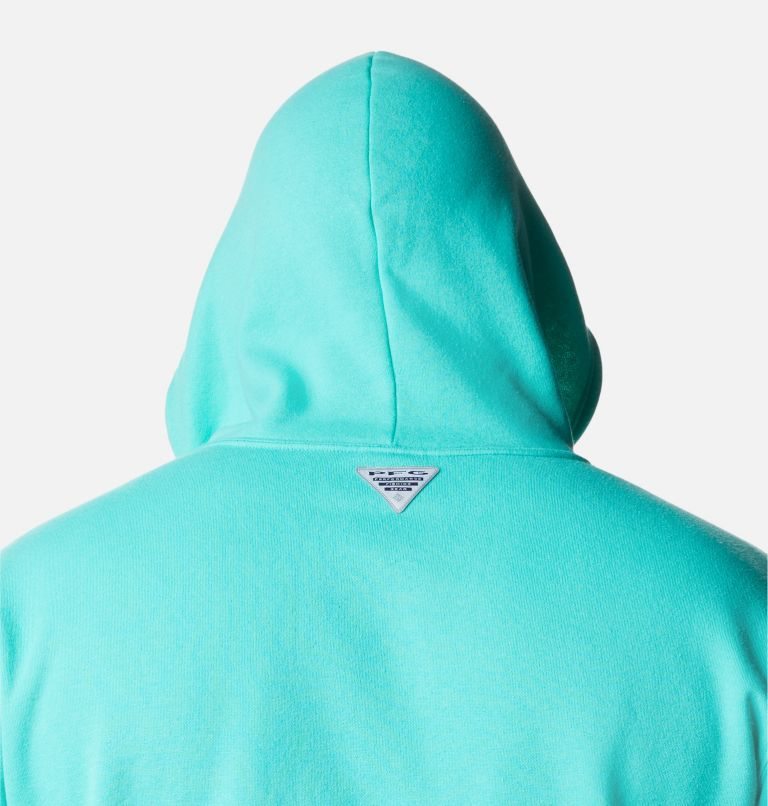 Men's Columbia PFG Fish Flag II Hoodie Turquoise | Plus Size CA-Q3L14